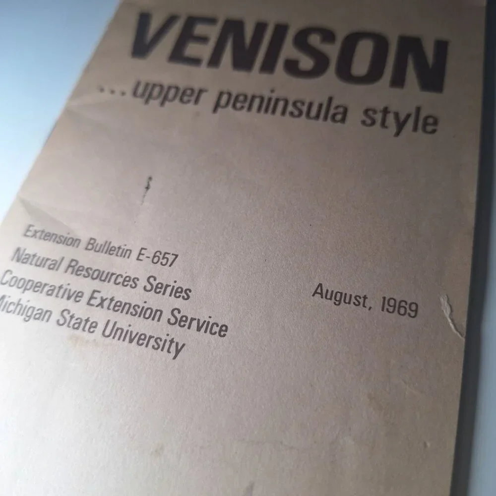 Venison Pamphlet Recipe Booklet Butcher Cook 1969 MSU Extension Michigan Pasties